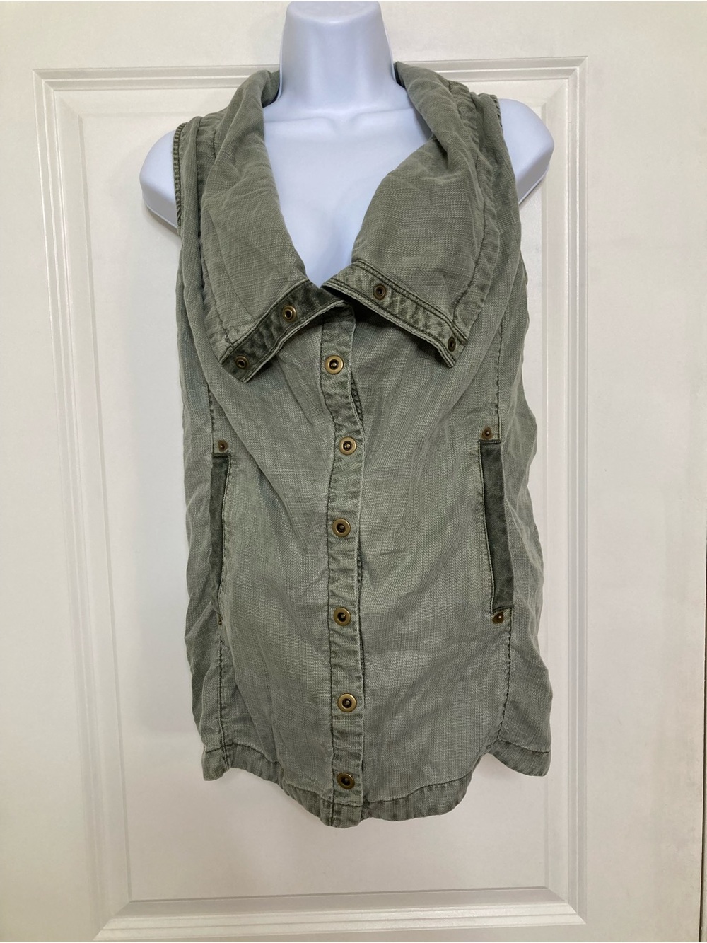 Anthropologie MARRAKECH Women’s Green Tombolo Utility Boho Vest Sz XS